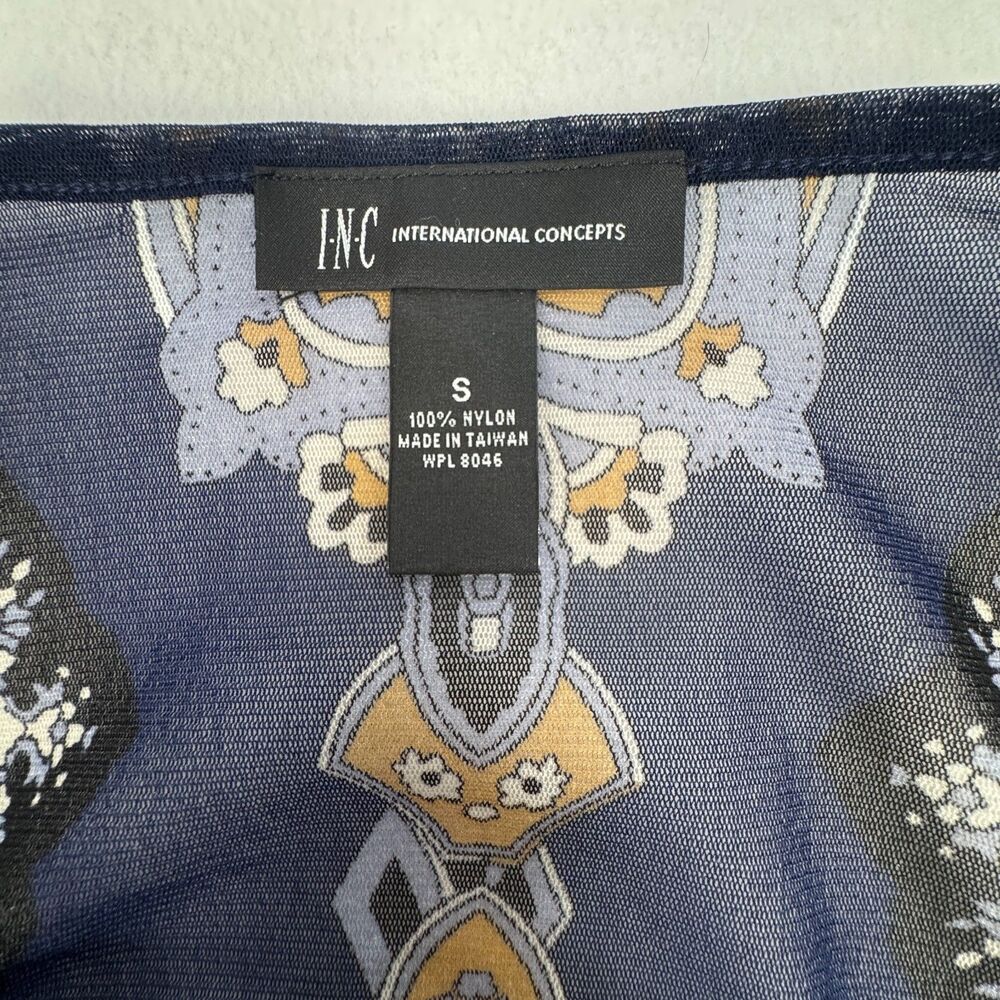 INC International Concepts S Blue Mesh Tunic Top NWT 2 Pc Lined Batwing Boho - Picture 13 of 16